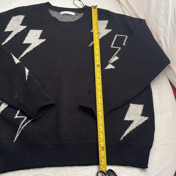 SIX FIFTY black lightning bolt crew neck acrylic blend sweater M/L - Picture 6 of 9